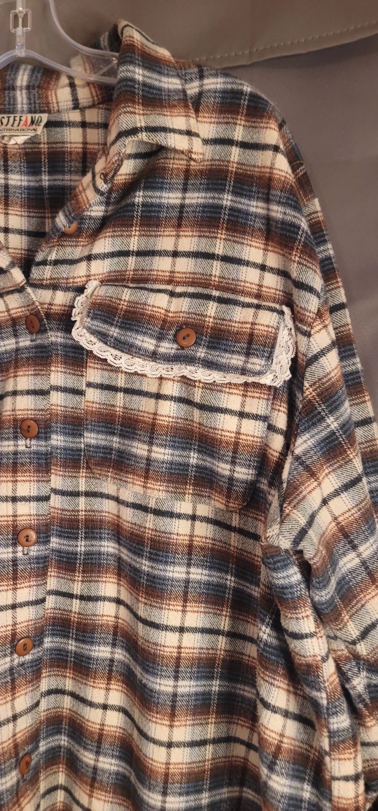 Vintage STEFANO 90s Plaid Button Down Shirt Size 22W Casual Outdoor Red,WT&Blue
