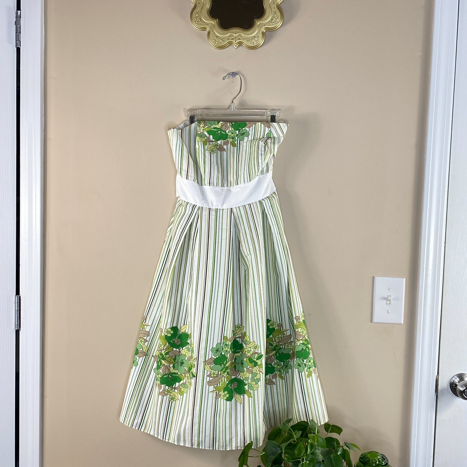 ALYNPAIGE (New York) Vintage 90s/Y2k Striped Floral Dress Size: 3/4