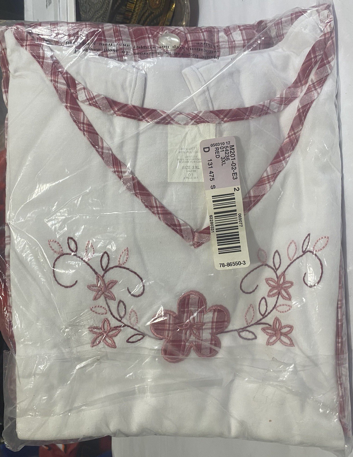 Vintage 90’s Red Plaid Embroidered Shirt Set 3X Blair Grandmacore
