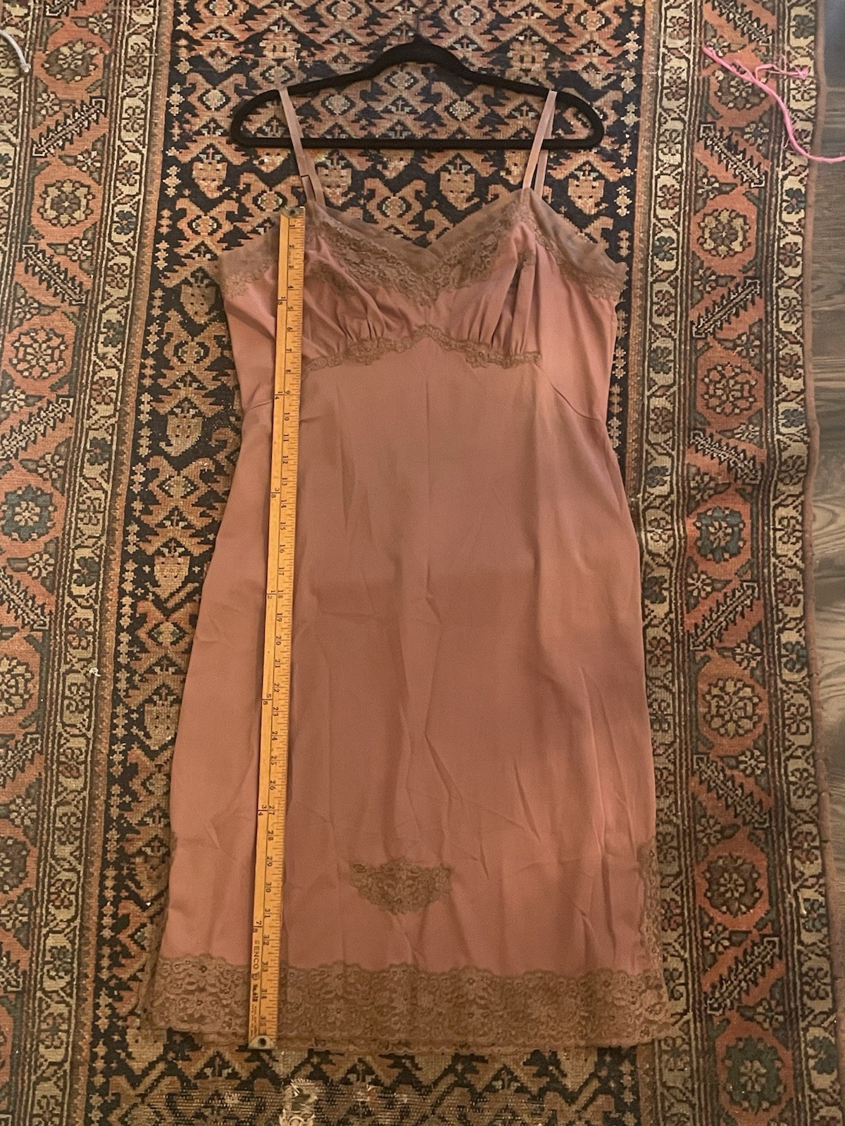Vintage Van Raalte Suavette Full Slip Mocha Mushroom Brown Lace Size 40, 07206A