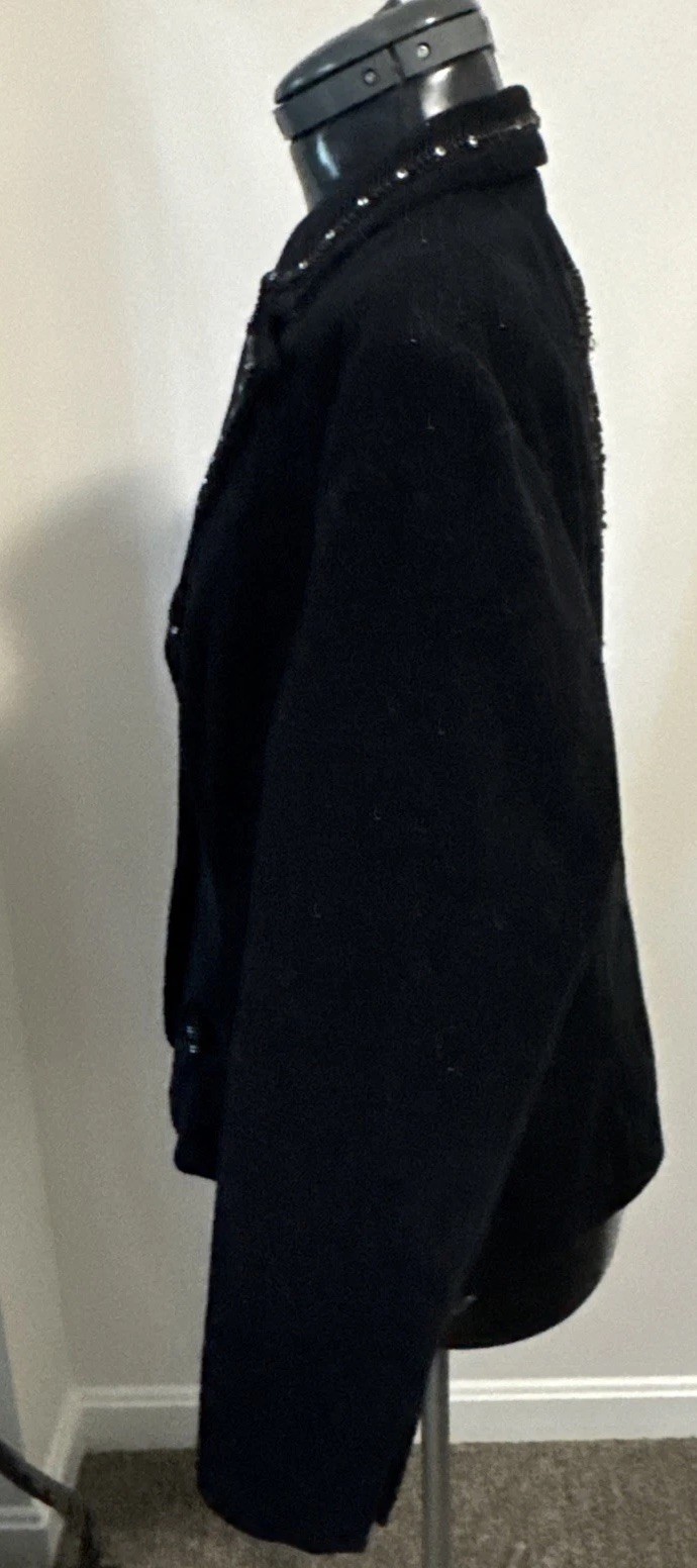 VTG Bisou Bisou Western Black Glittery Jacket Blazer Embellished Back Cut Out L