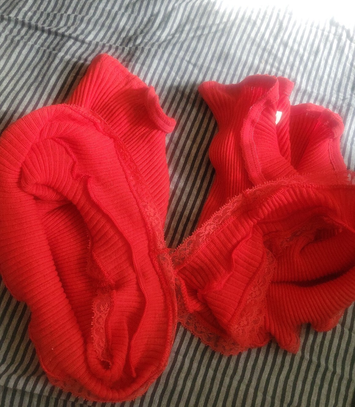 Extremely Rare Vtg Red Vassarette 70s 2 Red Panties One Size poly/cotton & Lace