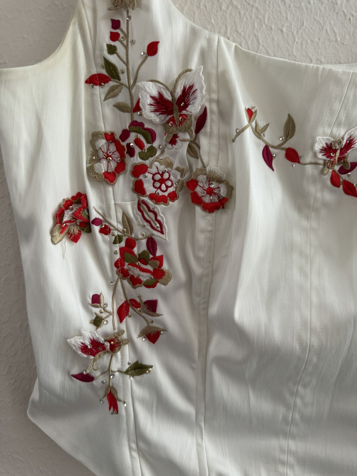 Vintage Lana Erica 3pc set Floral Embroidered jean jacket jeans corset top XL/12