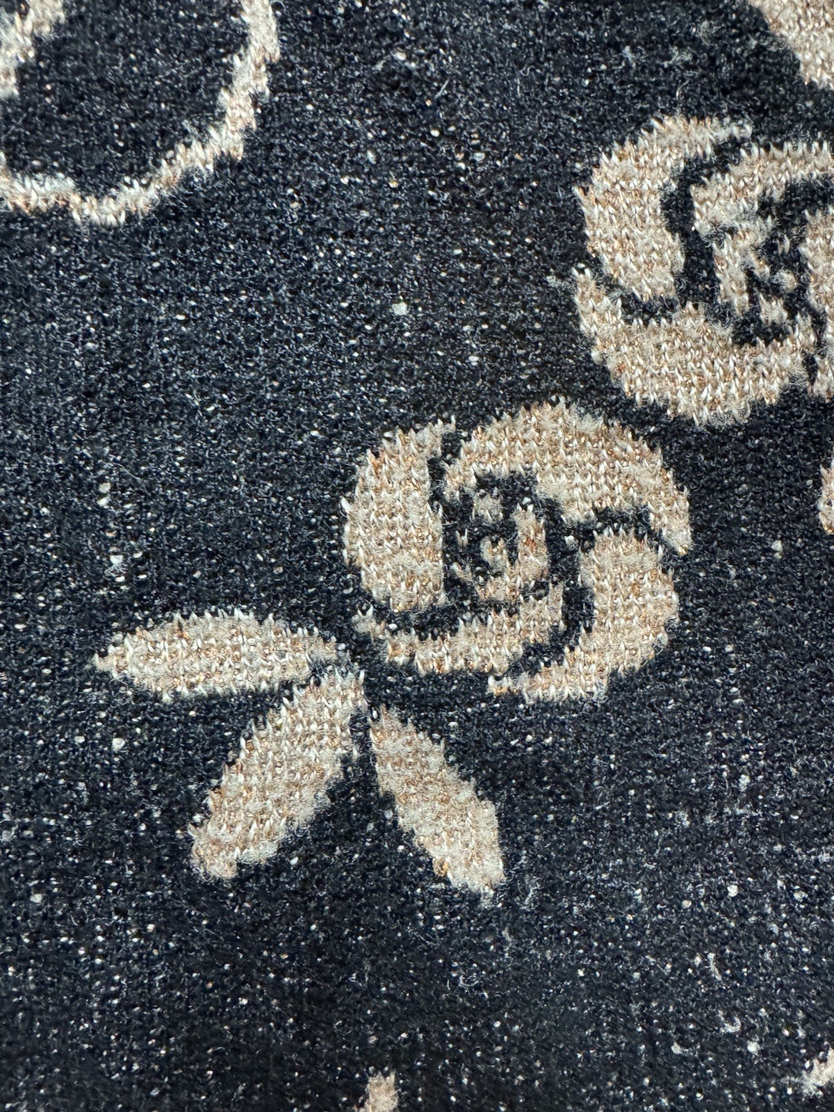 Vintage 70s Mademoiselle Floral Sweater Knitwear Black Medium Boho Flower USA