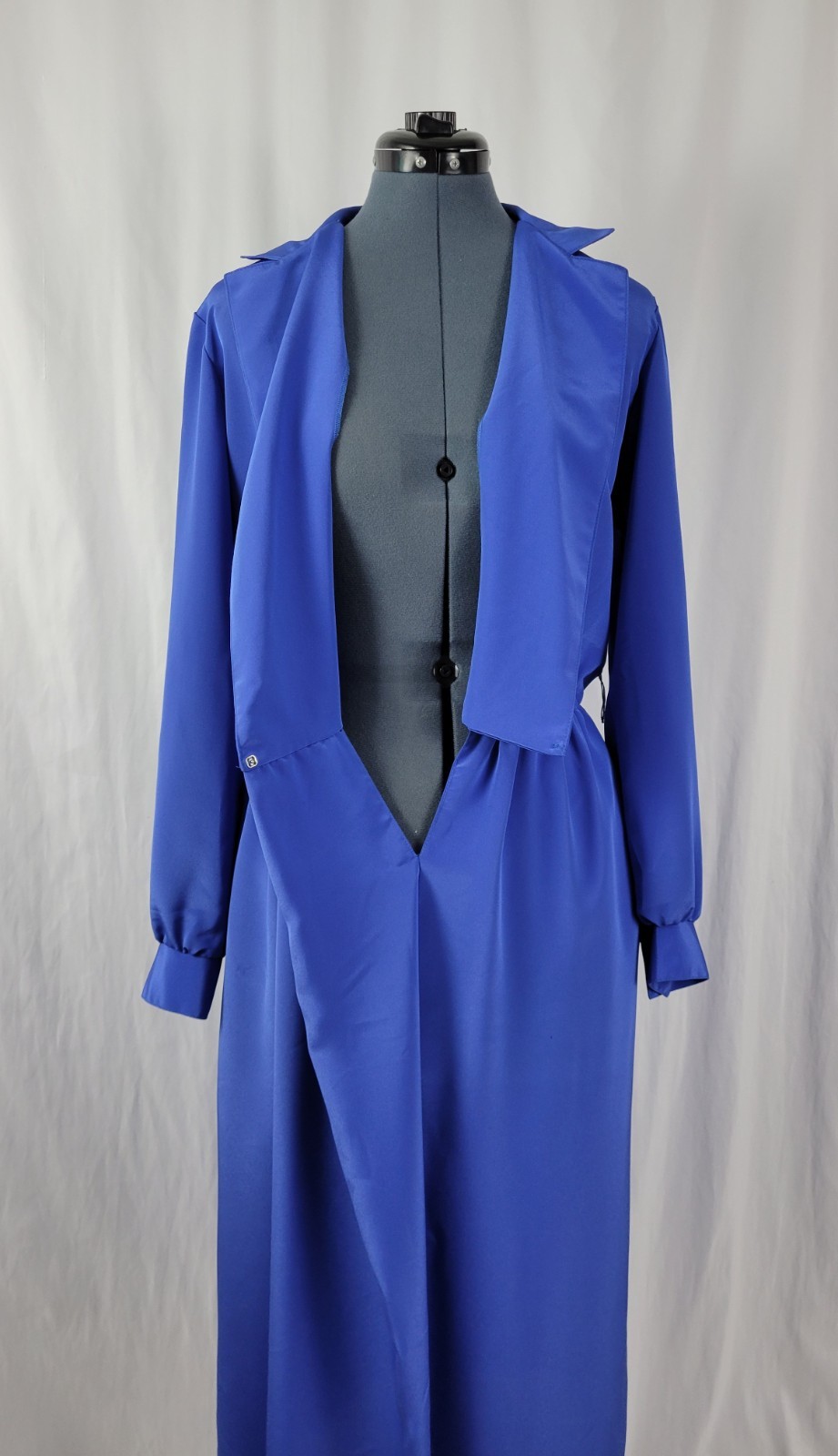Vintage Caron Blue Wrap Bodice Collared Dress Size Small?