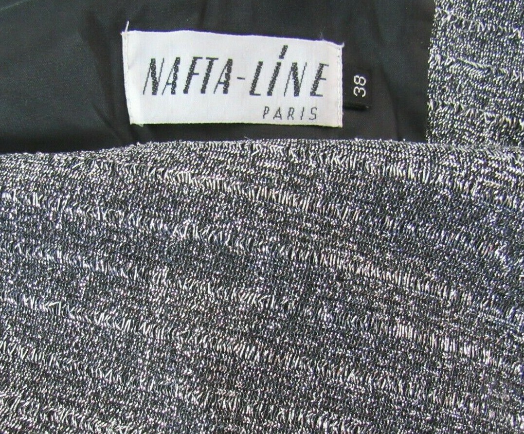VTG NAFTA-LINE PARIS SILVER SPARKLING DRESS SIZE 38 FRANCE 8 / MED U.S. LINED