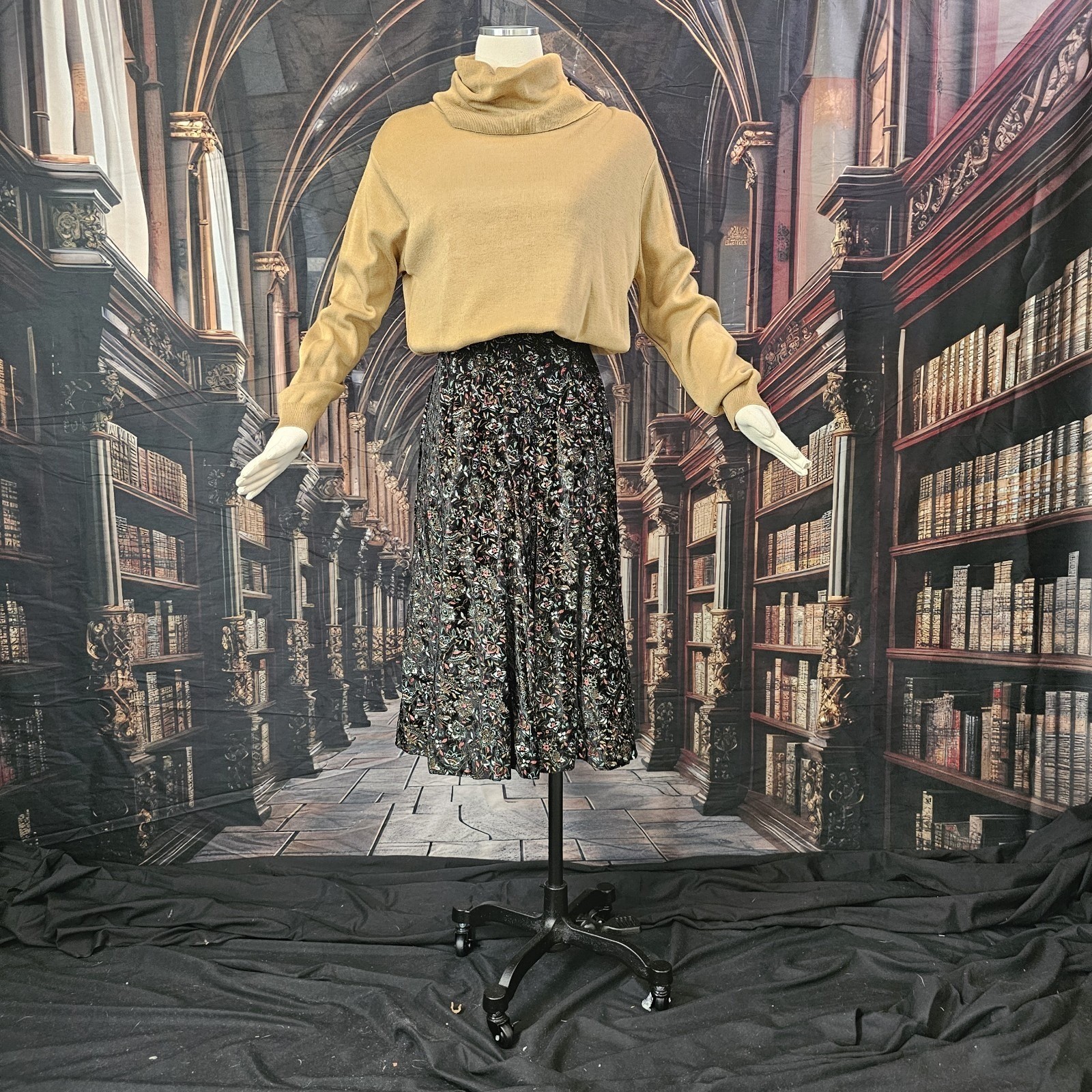 Vintage 1970s Tan Sweater Pullover Cowl Neck Turtle Neck Long Sleeve Kenneth Too