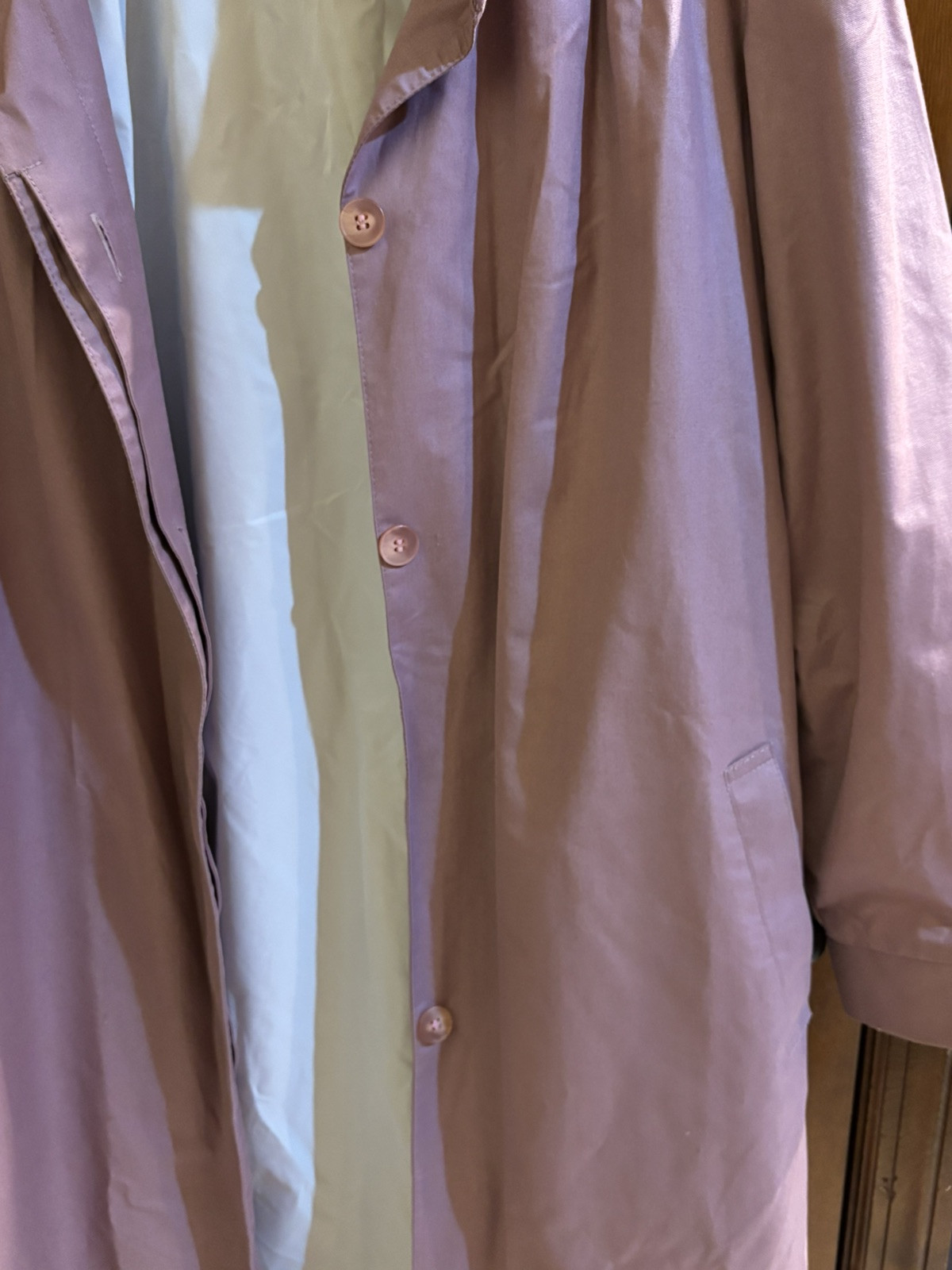 Vintage 70s 80s London Fog Trench Coat Ruched Collar Dusty Rose Lilac 12 Petite