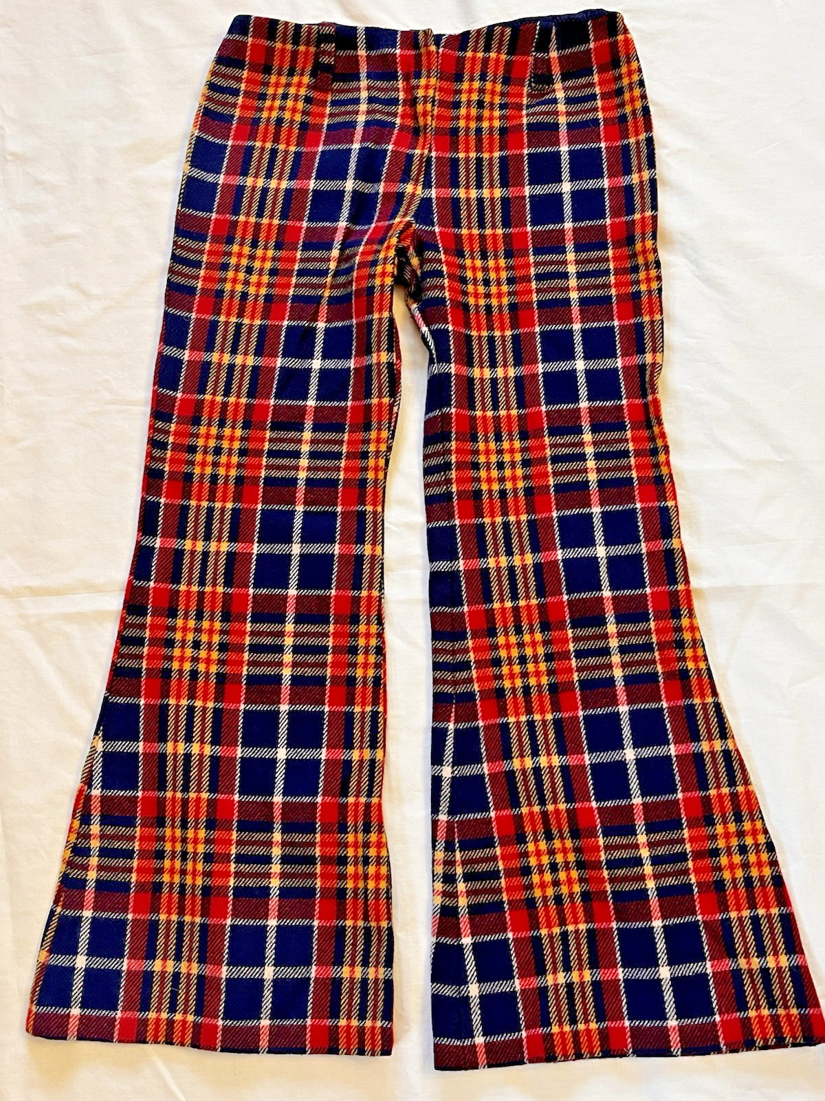 Vntg 70’s Sz S (28” waist) Bobbie Brooks Bell Bottom Flare Pants Plaid Retro EUC