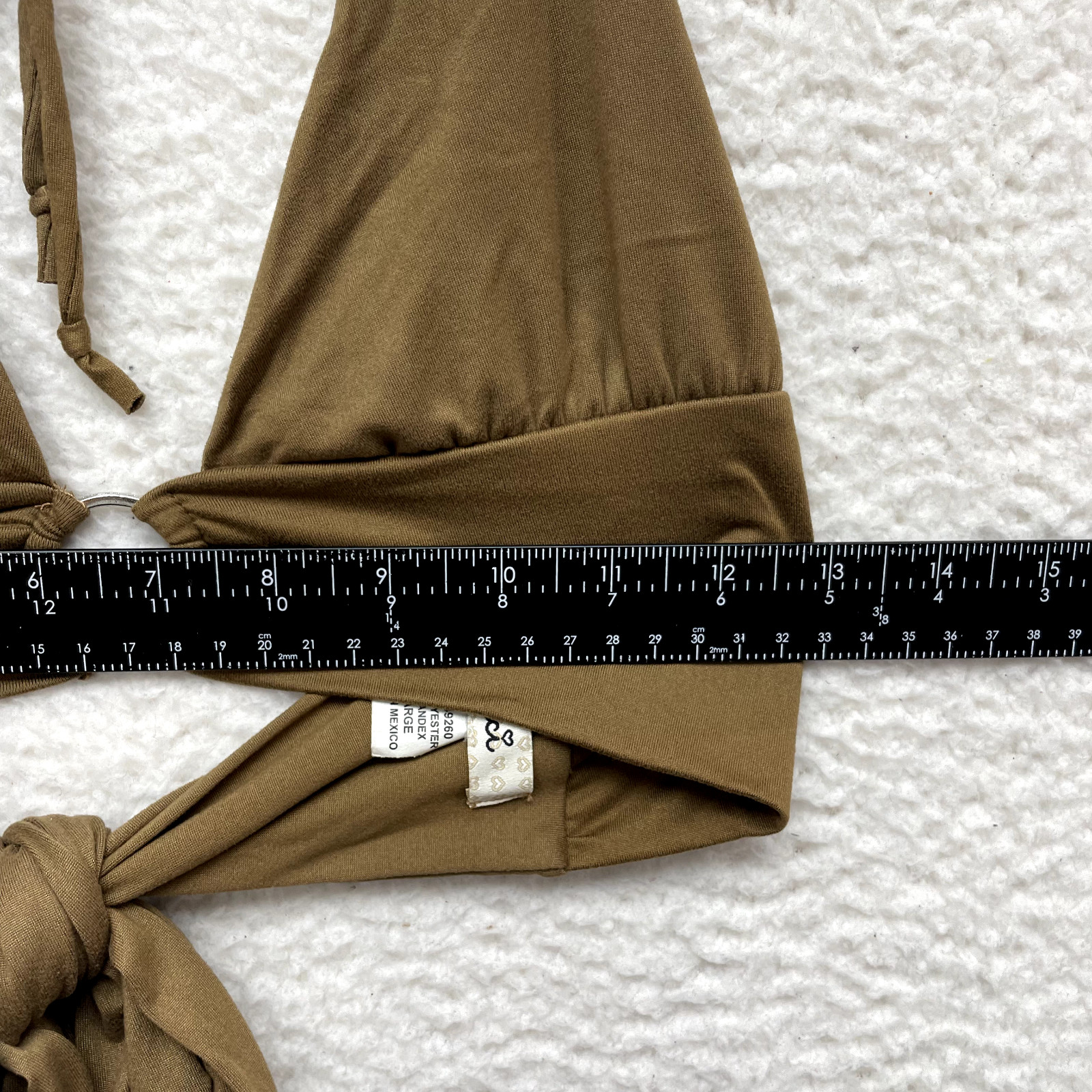 Y2K Vintage Halter Crop Top XL Tan O-Ring Boho Bohemian Festival Rave Club Party