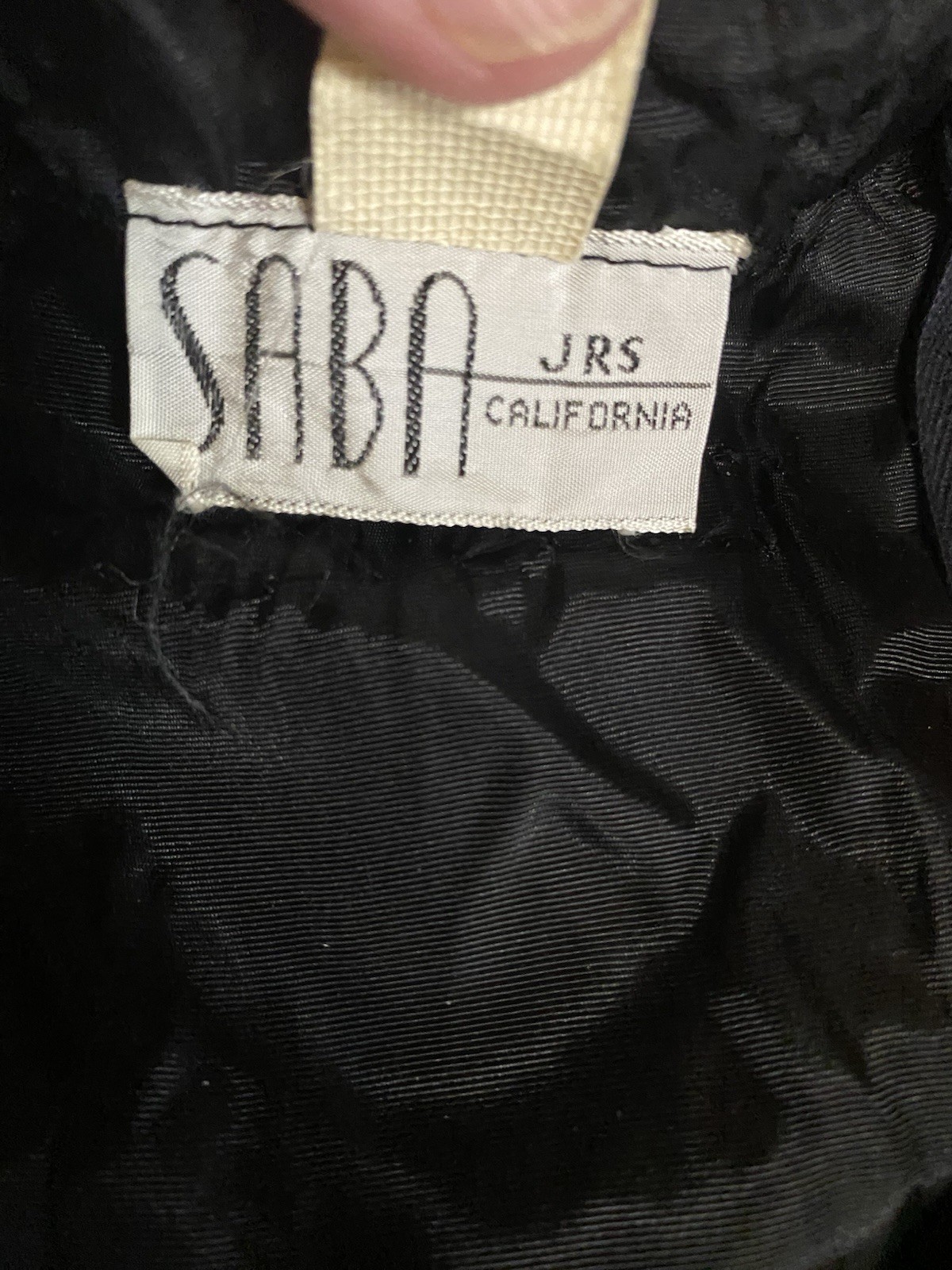 Vtg 1960’s SABA Jrs California Black Chiffon Beaded Babydoll Dress Sleeveless