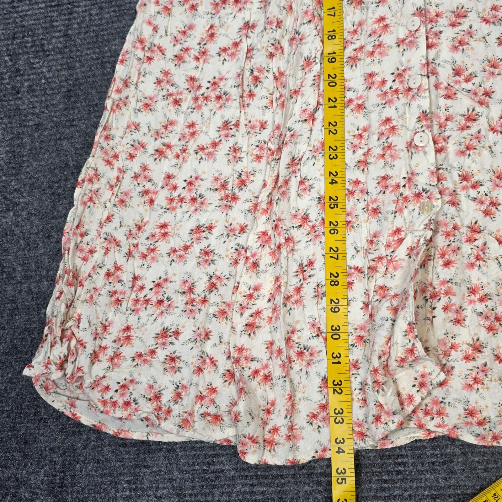 Vintage At Last Studio Floral Button Front Midi Skirt Women’s Size XL Cream Pink
