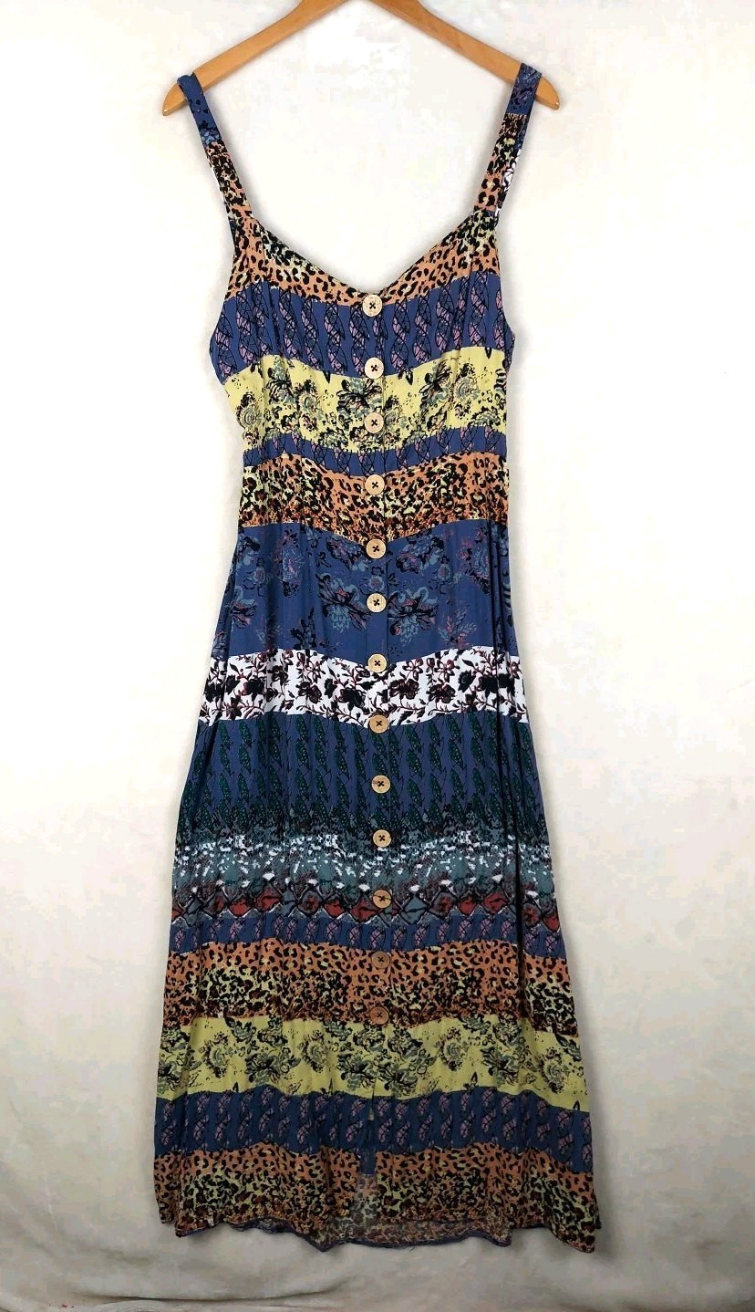 VTG 90s Angie Maxi Dress Womens Large Patchwork Boho Peasant Festival Gypsy