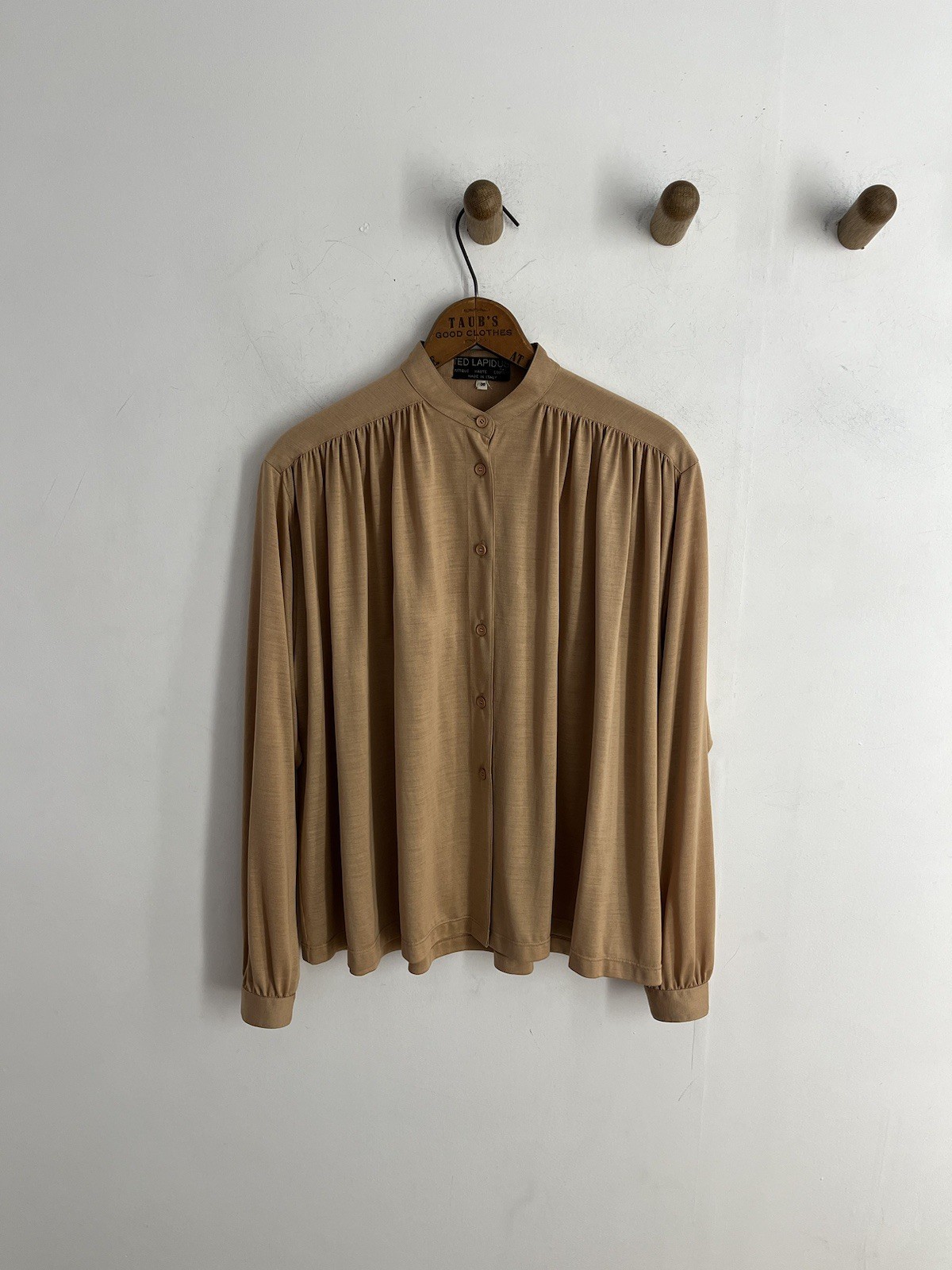 1970s 80s Rare Designer Ted Lapidus Couture Silk Jersey Draped Blouse S/M