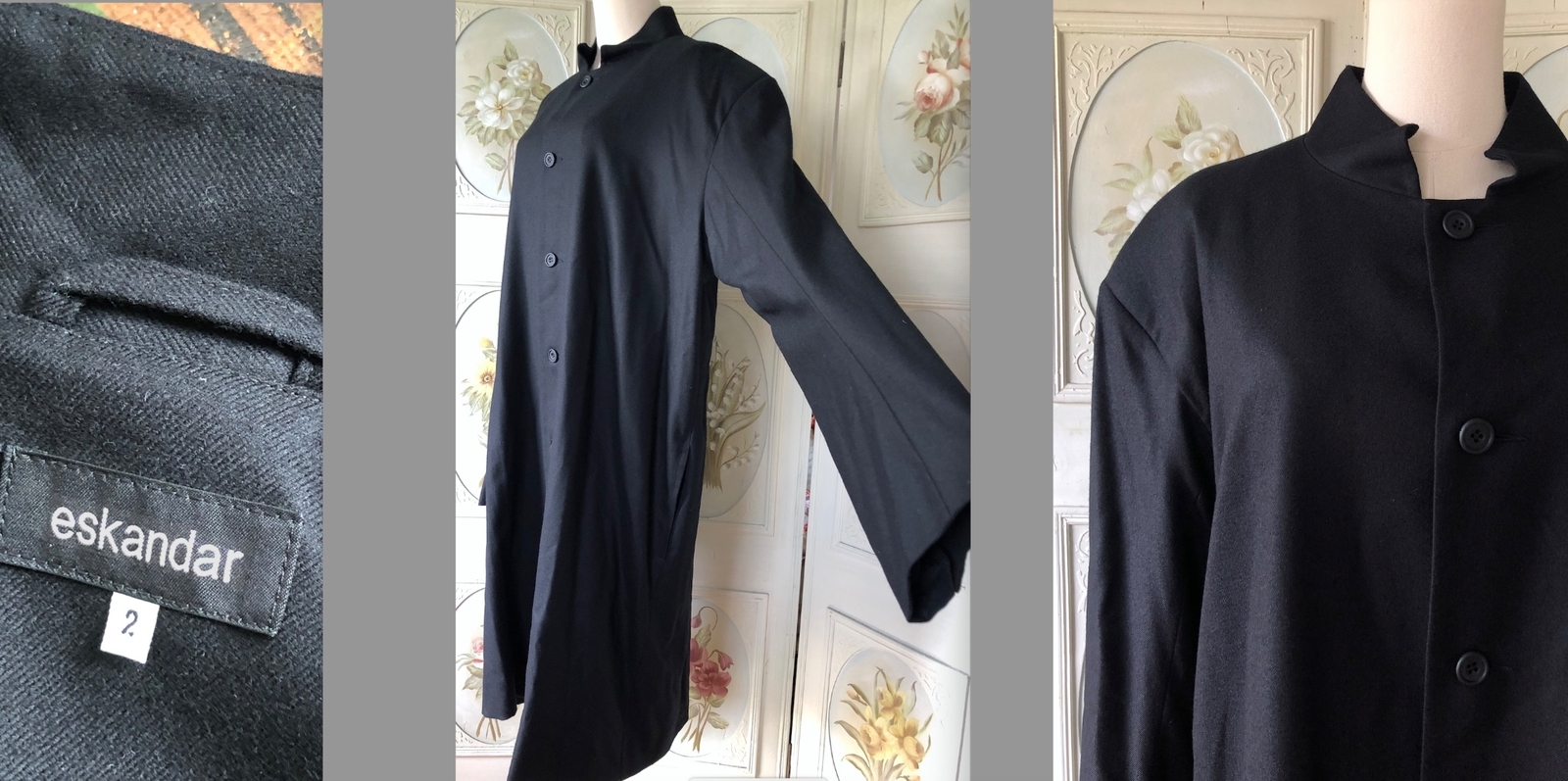 VTG ESKANDAR WOOL CASHMERE SILK JACKET DUSTER COAT ENGLAND-MADE LAGENLOOK EUC 2