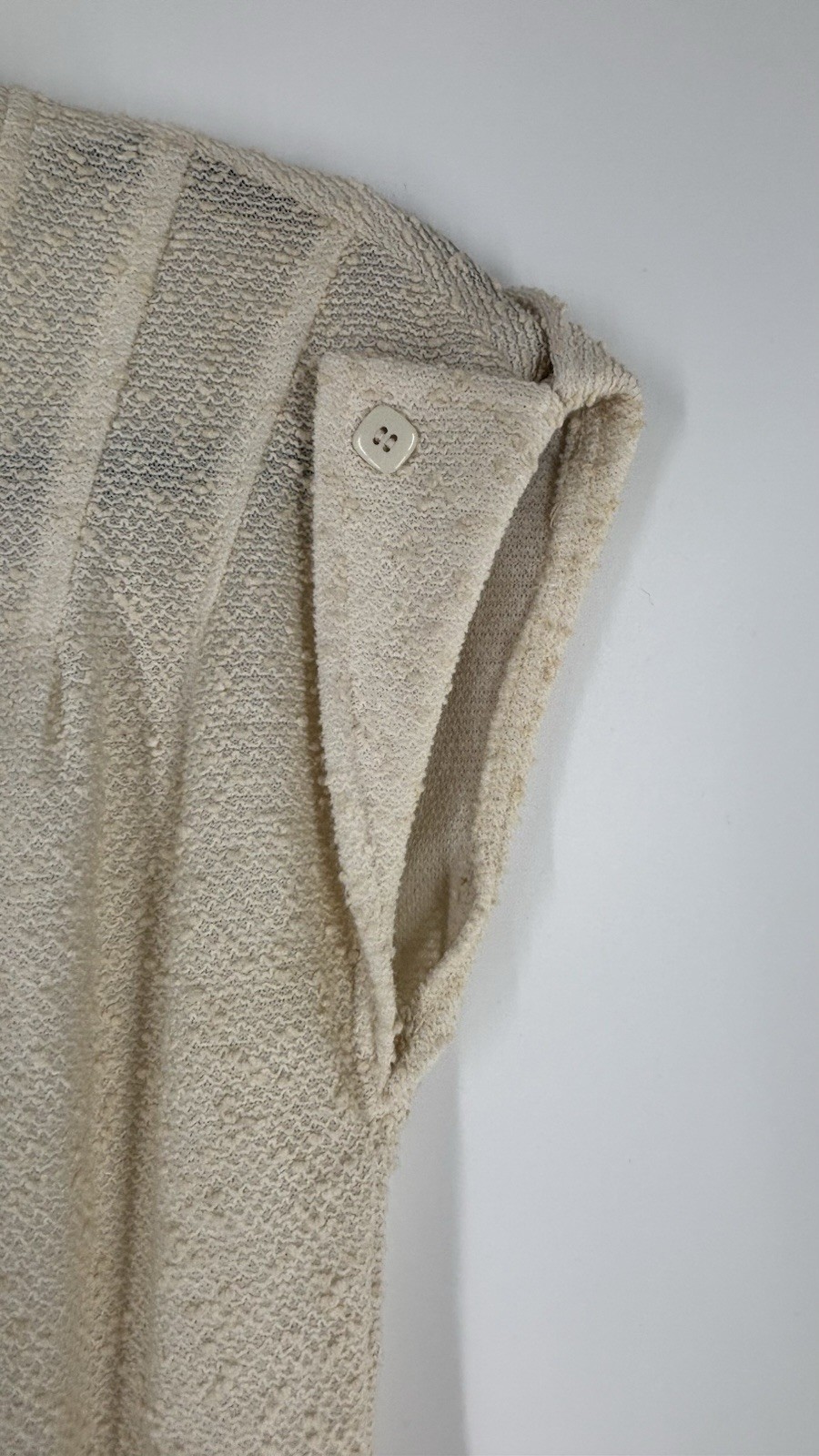 Vintage Jody T Of California Cream Midi Dress Textured Boucle Fabric V-Neck