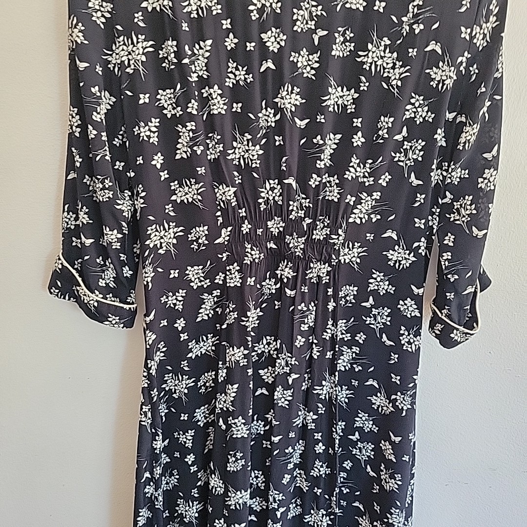 Vintage Caroline Wells Dress Black Butterfly Floral Boho Prairie Retro Western