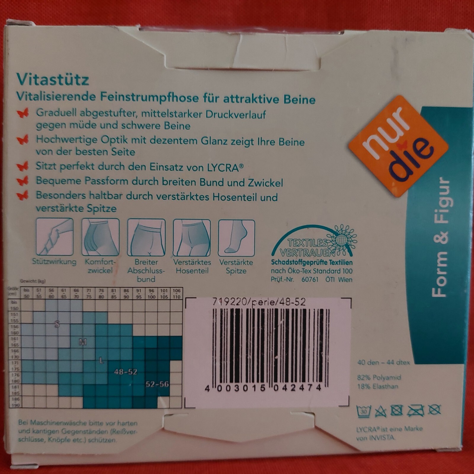 Vintage Pantyhose Vitastutz Komfortgrobe Nur Die Size 48-52 Color Perle BBROS3