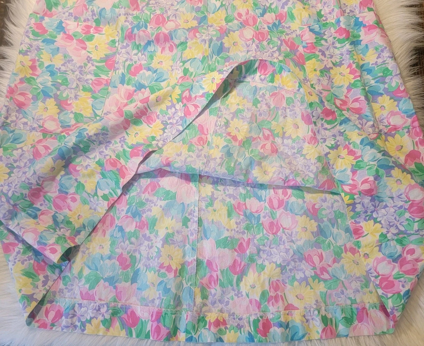 Vintage Alice Of California Spring Tulip Novelty Floral Apron Style Dress Sz L