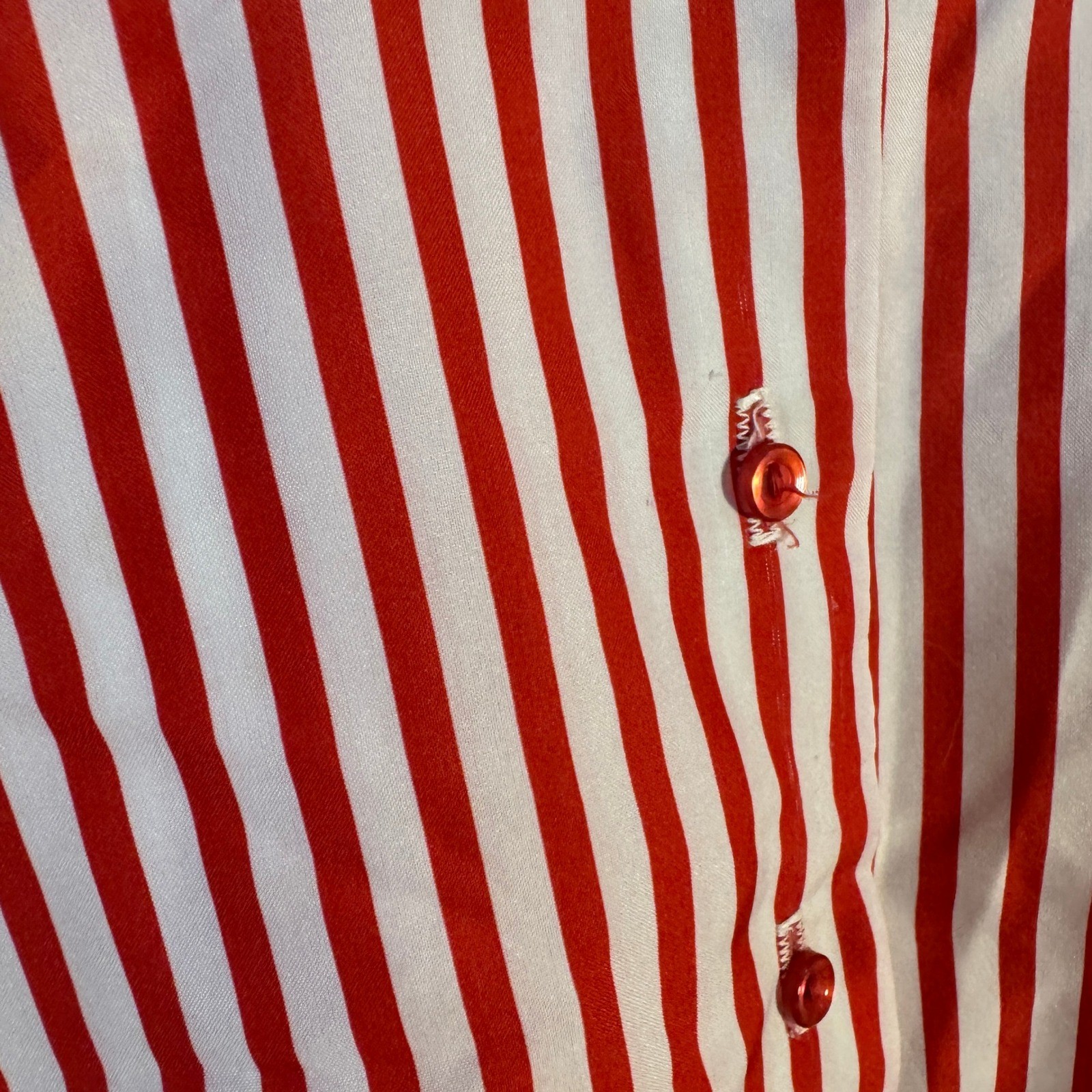 Copy-Cats True Vintage 70s Red White Striped Button Down Blouse sz 12 Preppy