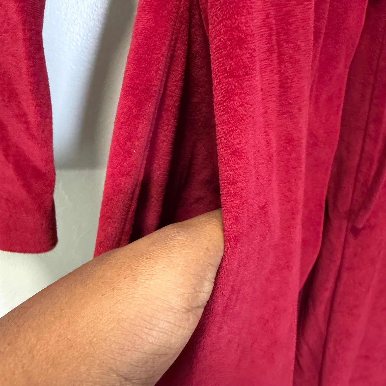 Vintage Paulette New York Red Velour Beaded Pagoda Maxi Hostess Robe Small