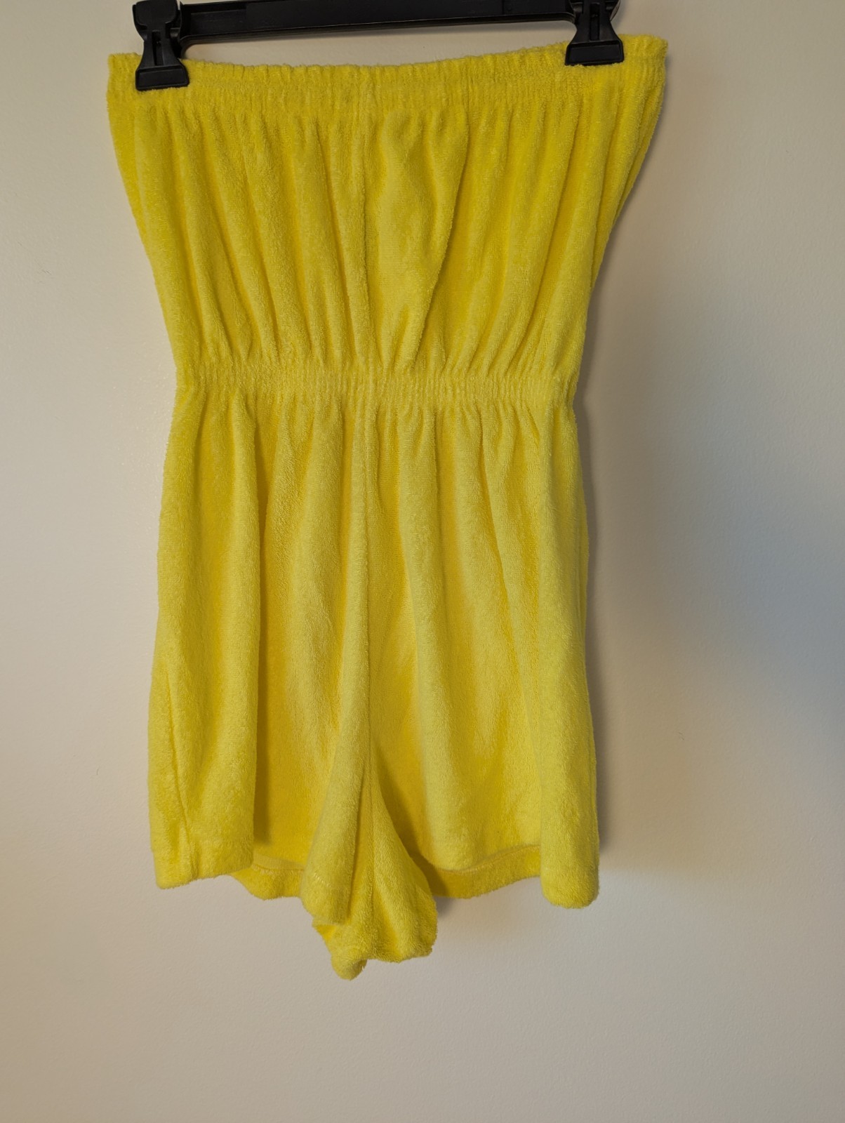 Vtg Rare 70s Y2k Sears Terrycloth Short Yellow Romper Tube top Bandeau XS-SM