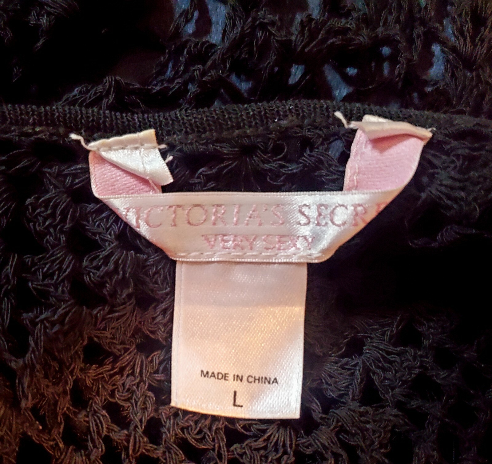 VTG Victorias Secret Cami Fringe Crochet Chemise Wicked Sexy Black New Tag Large