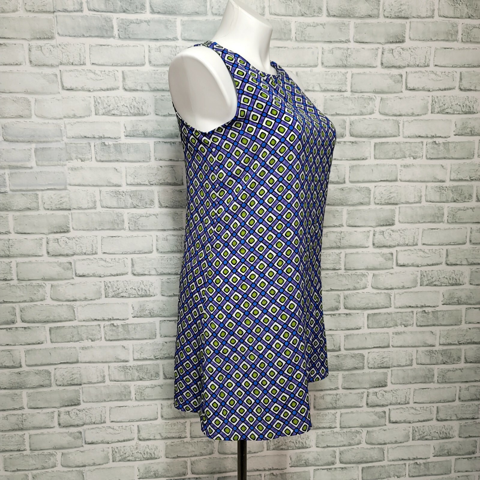 Vintage 90s does 60s Tickets Womens L Colorful Mod Geometric Aline Shift Dress
