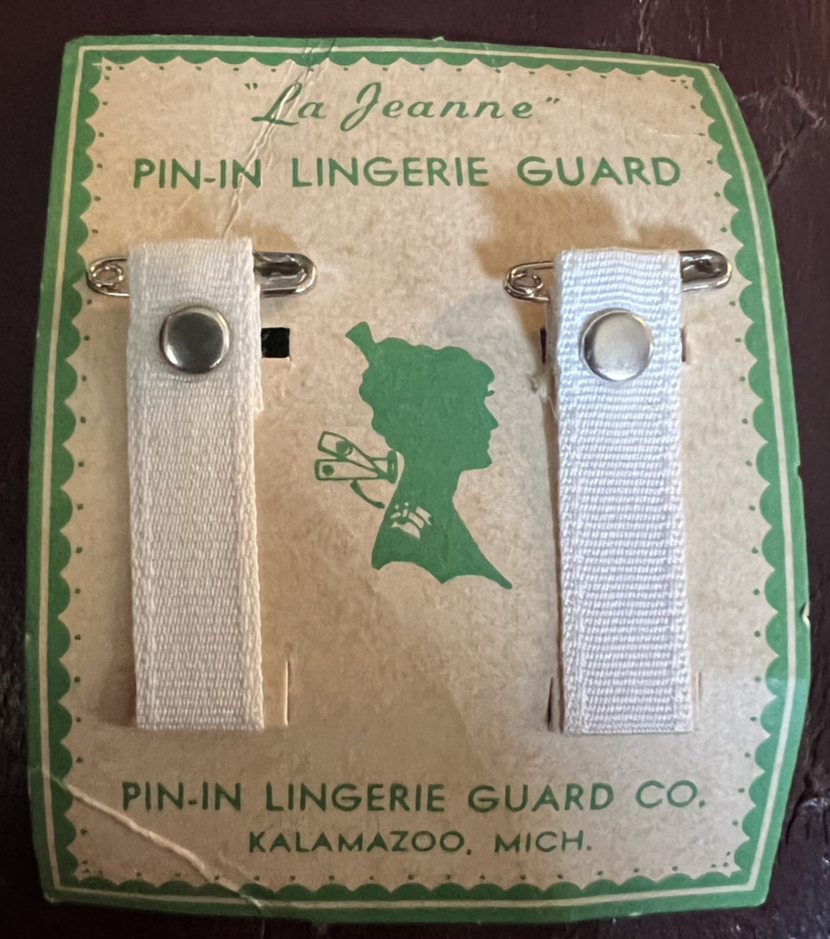 Vintage La Jeanne Pin-In Lingerie Guard One Pair White 100% Cotton USA