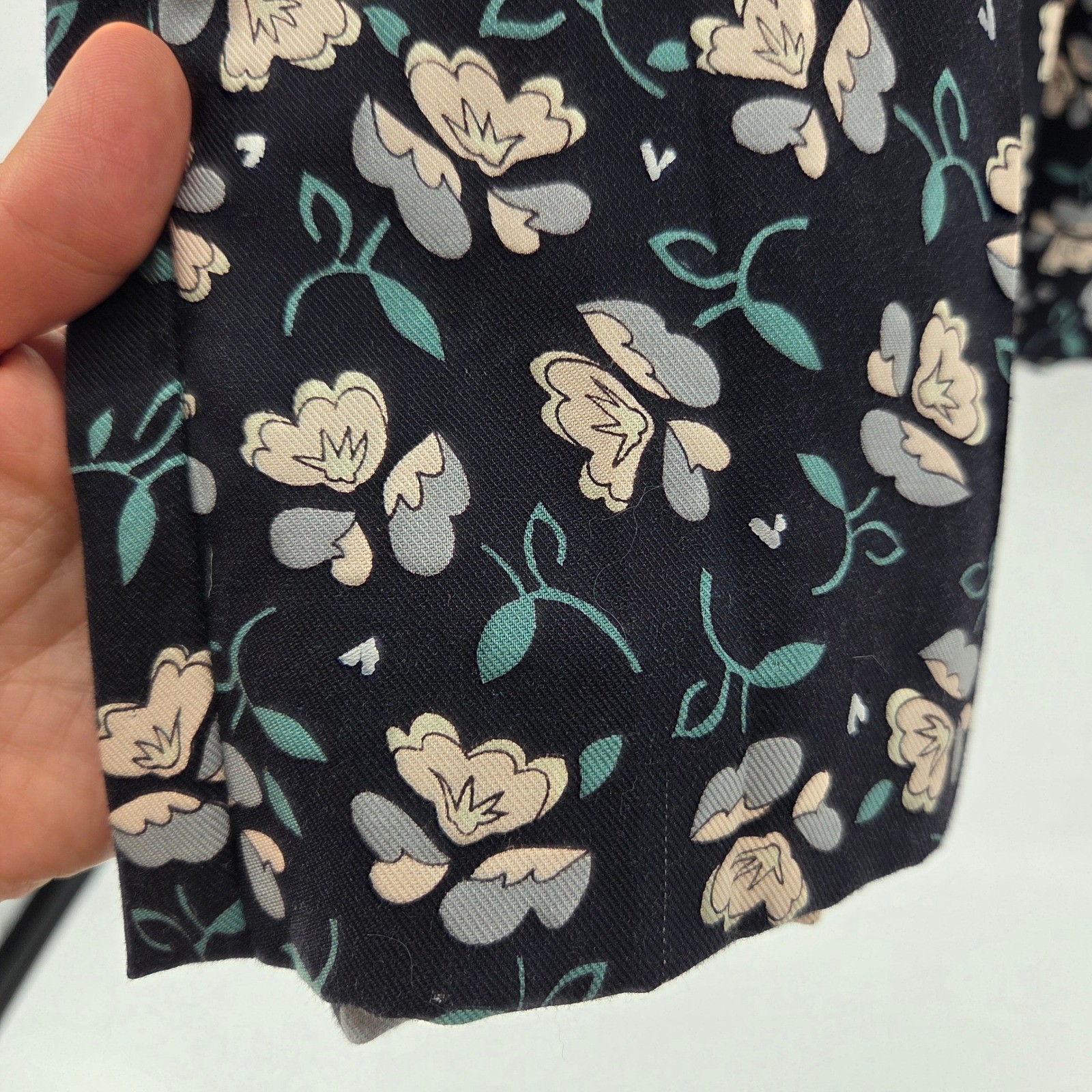 Cambridge Spirit Vintage Midi Skirt 10 Navy Blue Floral Pleated Cottagecore Boho