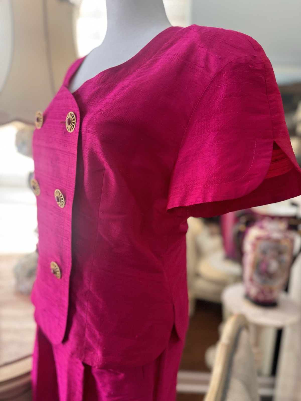 Vintage Mondi blouse and pants set germany/portugal 38 hot pink(ish)