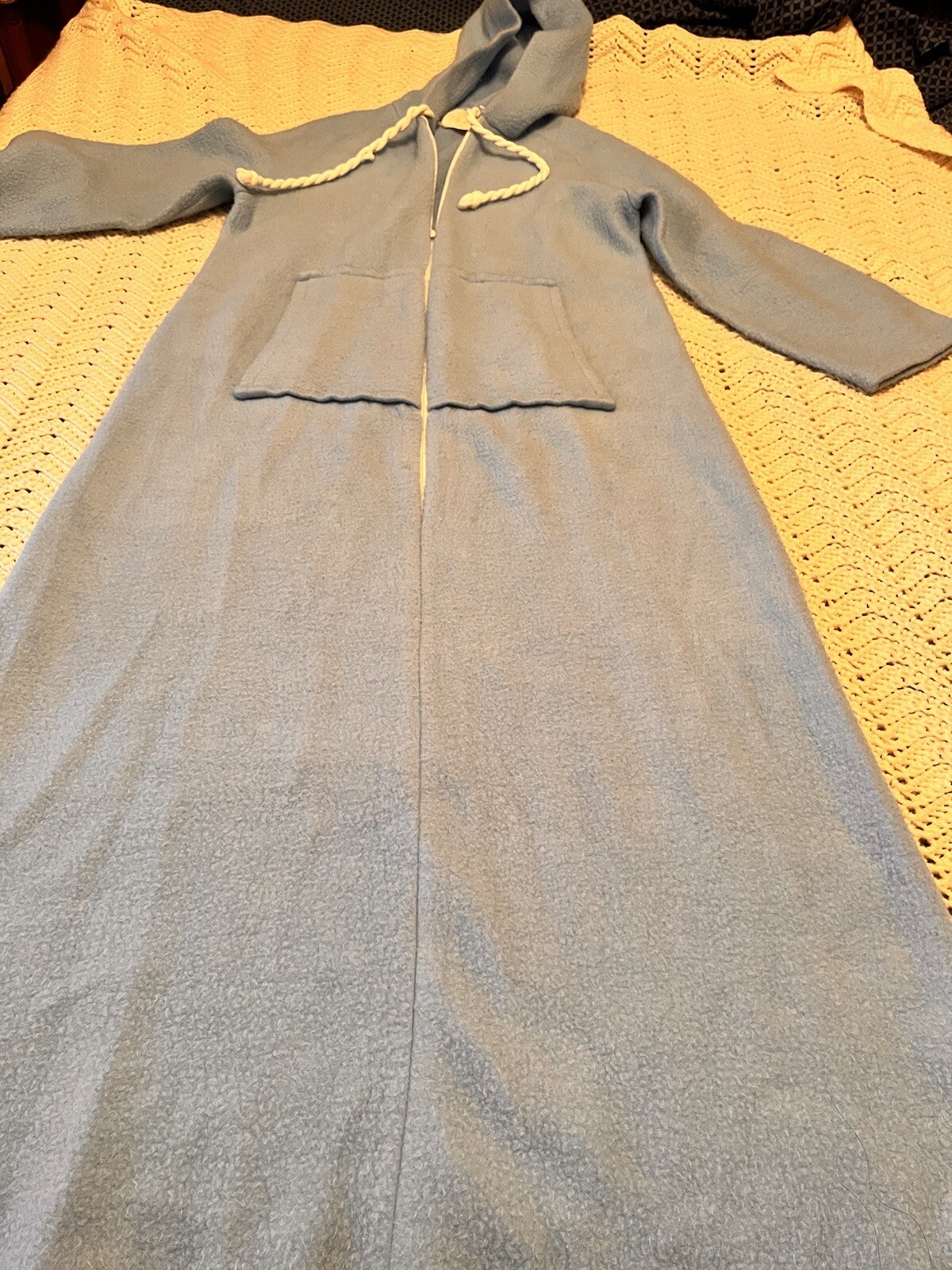 Vintage “At Home Wear” 1/2 Zip, Hooded, W/Pockets Robe/HouseCoat