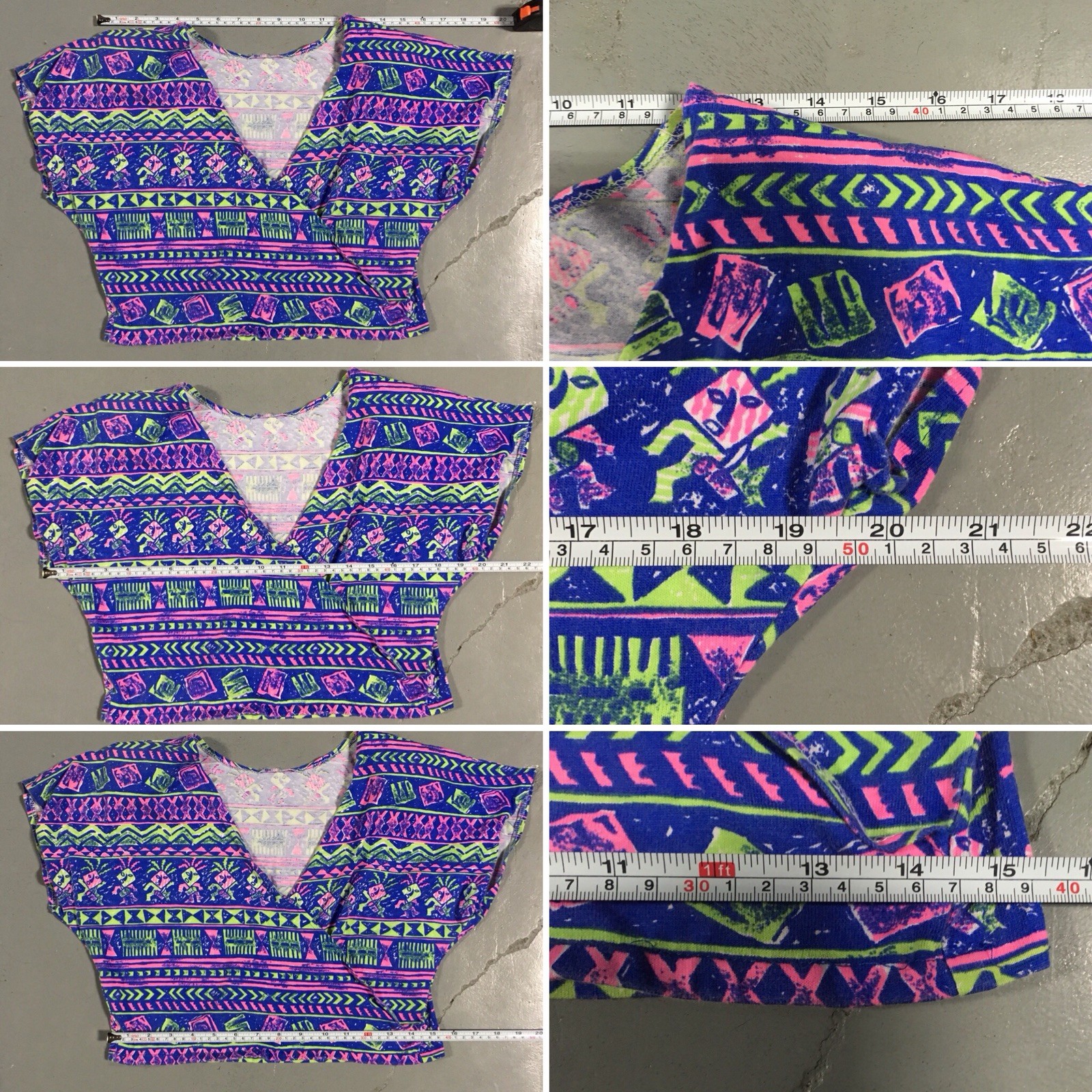 Vintage Meta Sport Shorts & Crop Top 80s Neon Geometric 1980s Size L runs small