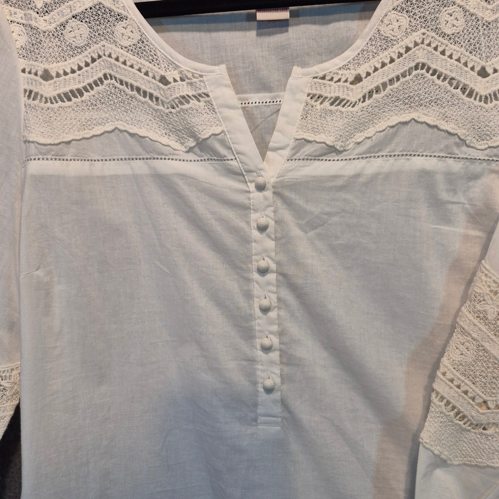 Vintage Toffee Apple Cotton and Lace Tunic Lrg Cottage Whimsigoth Romantic