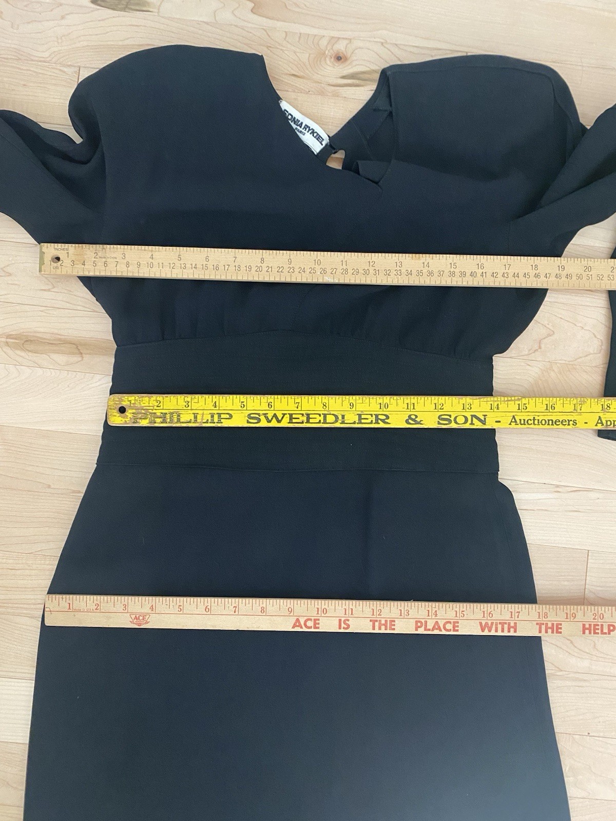 Vintage Sonia Rykiel Black Dress 80s LBD Designer France Long Sleeve Crepe
