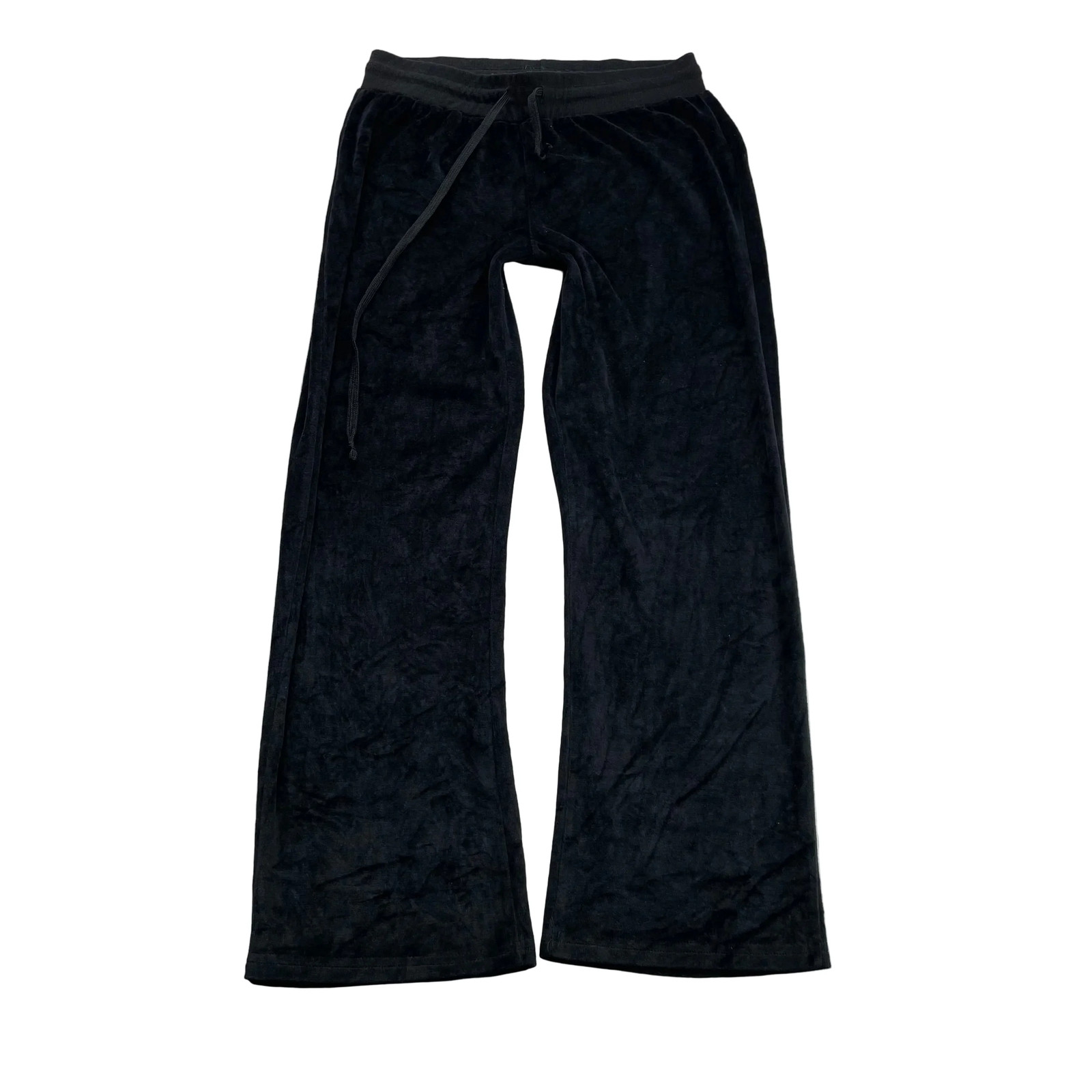 Vintage Juicy Couture Women’s Black Velour Flared Track Pant Drawstring Size L