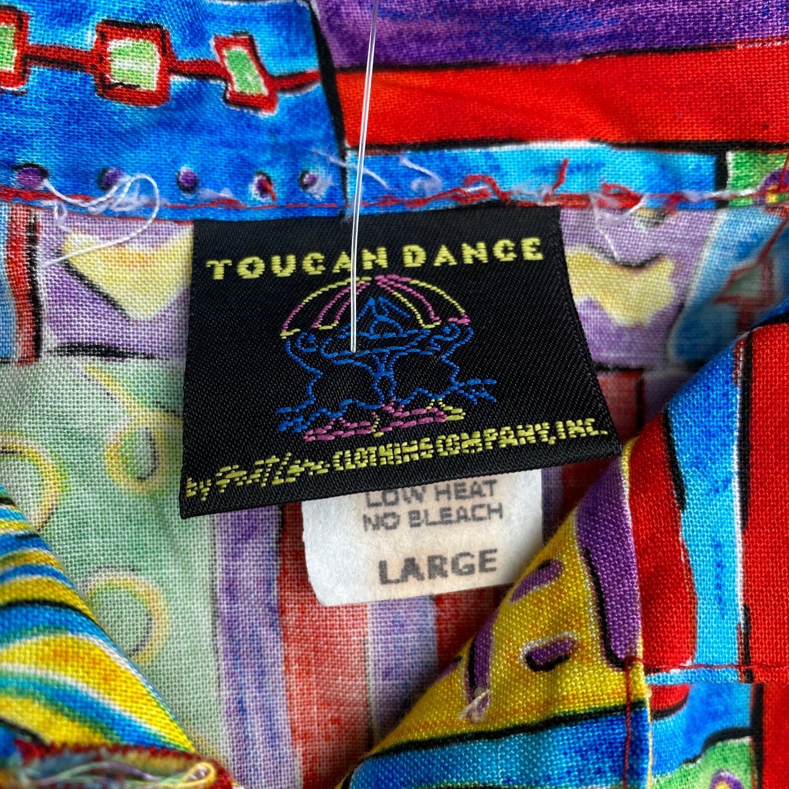 Fast Lane Toucan Dance Hawaiian Shirt Womens L Bright Multicolor Camp USA VTG