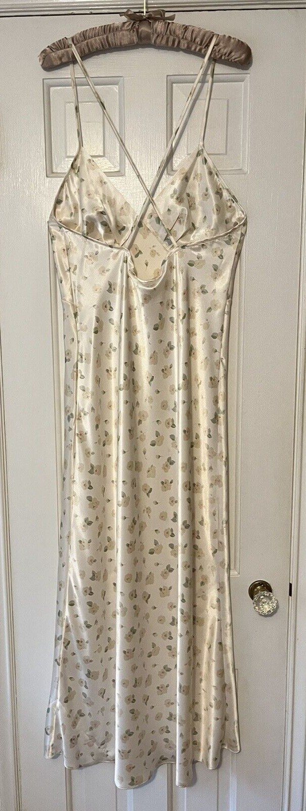 Vintage Calvin Klein Floral Robe & Gown Set. Cream w/Pink & Green Size Large