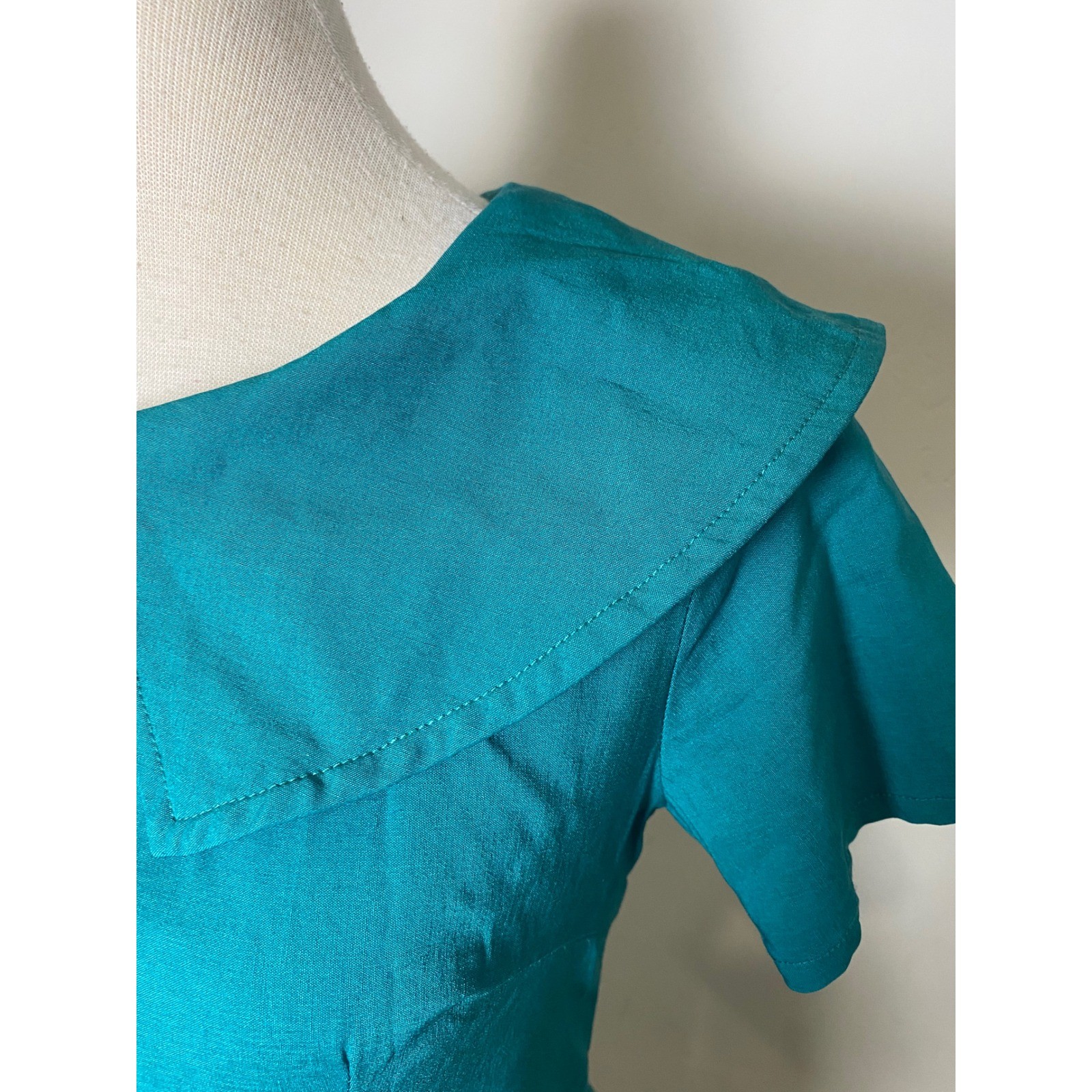 Bettie Page Las Vegas Vintage 60s Style Teal Wiggle Pencil Dress Turquoise S