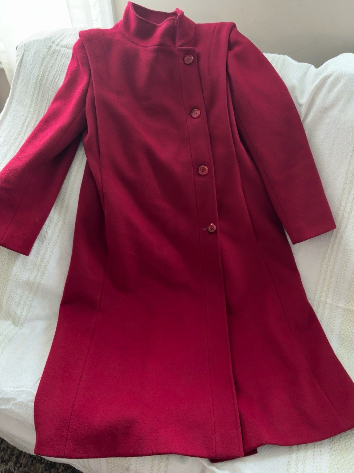 Vintage Forstmann 100% Wool Red Swing Coat ILGWU Union A-Line Womens 19 P2P