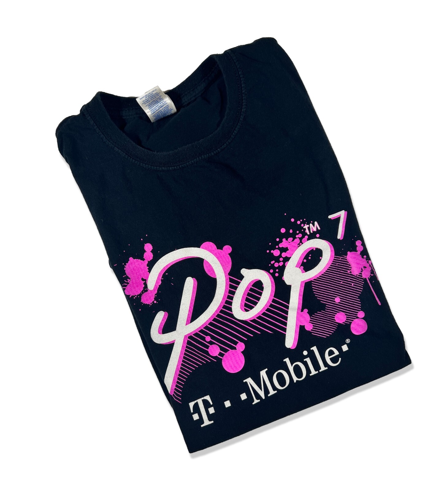 T-Mobile Pop 7 / Alcatel Promo T-Shirt, Black + Neon Pink Ladies Cut Small