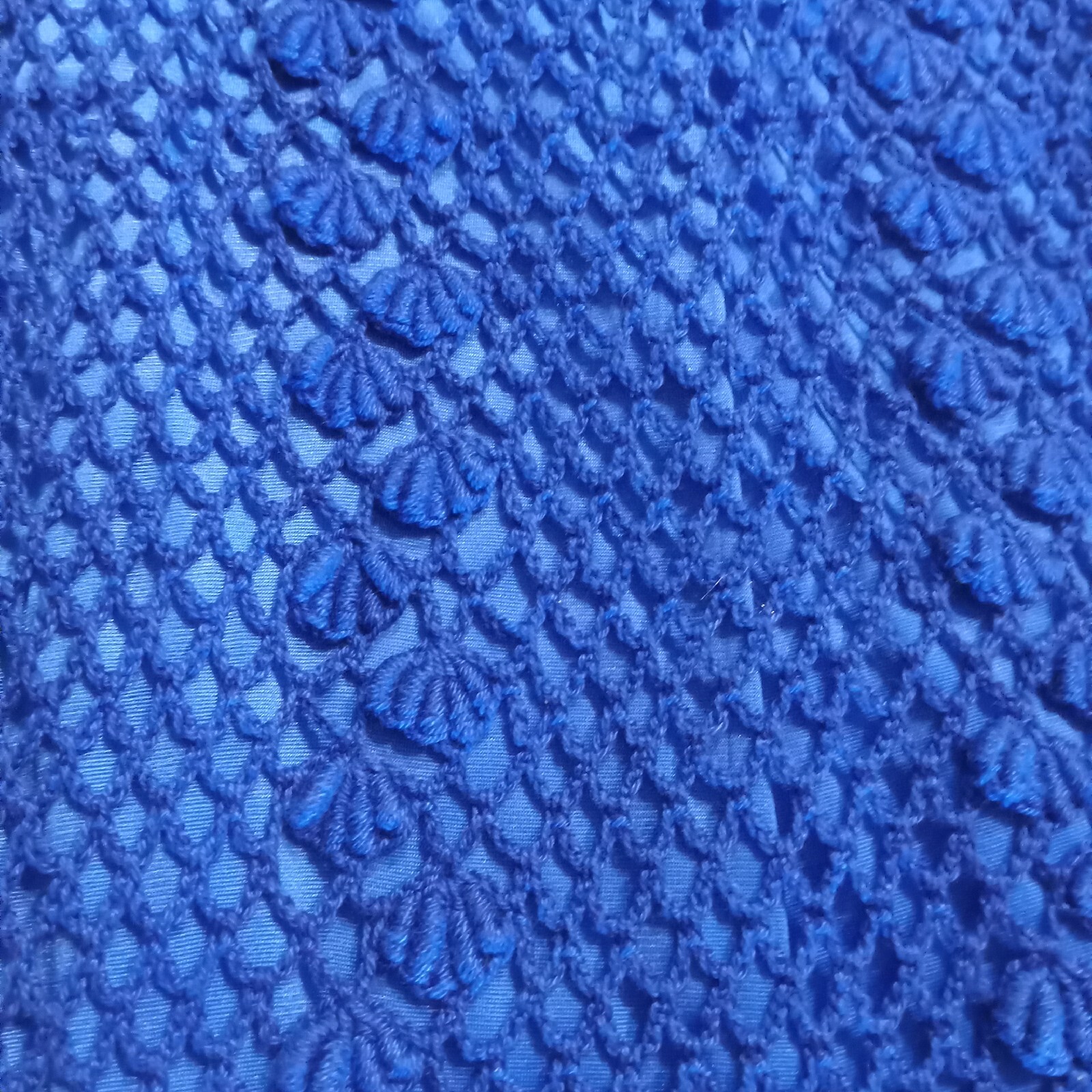 Hand Crocheted Scalloped Skirt Beautiful Royal Blue Size Large Midi Bohemian