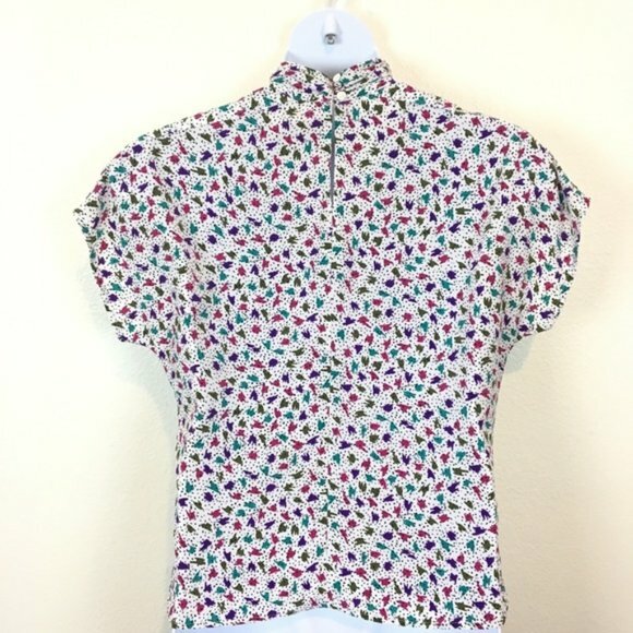 Blouse Top Women’s Size Small Medium Vintage Librarian Chic High Neck Career
