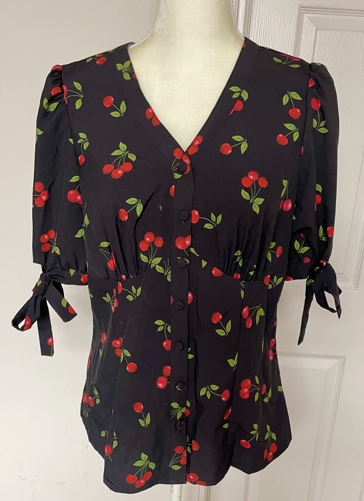 Belle Poque Pin-Up “Cherries” Blouse Size M 1950s Vintage Rock A Billy Style NWT