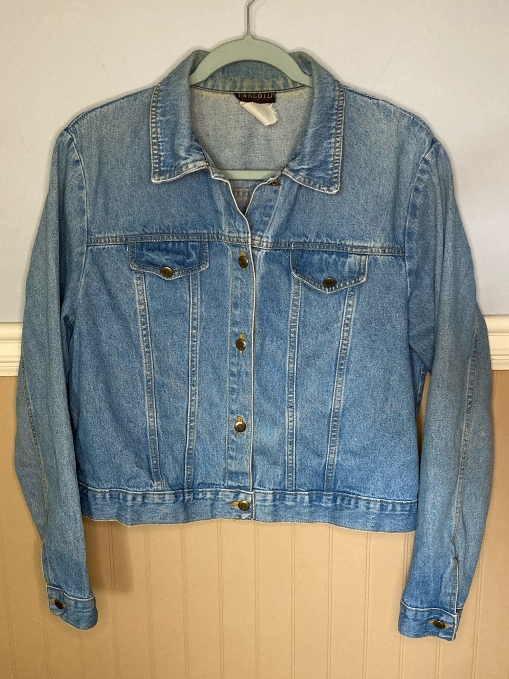 Vintage Tabloid Denim Trucker Jacket | Light Wash | 90s Y2K Style