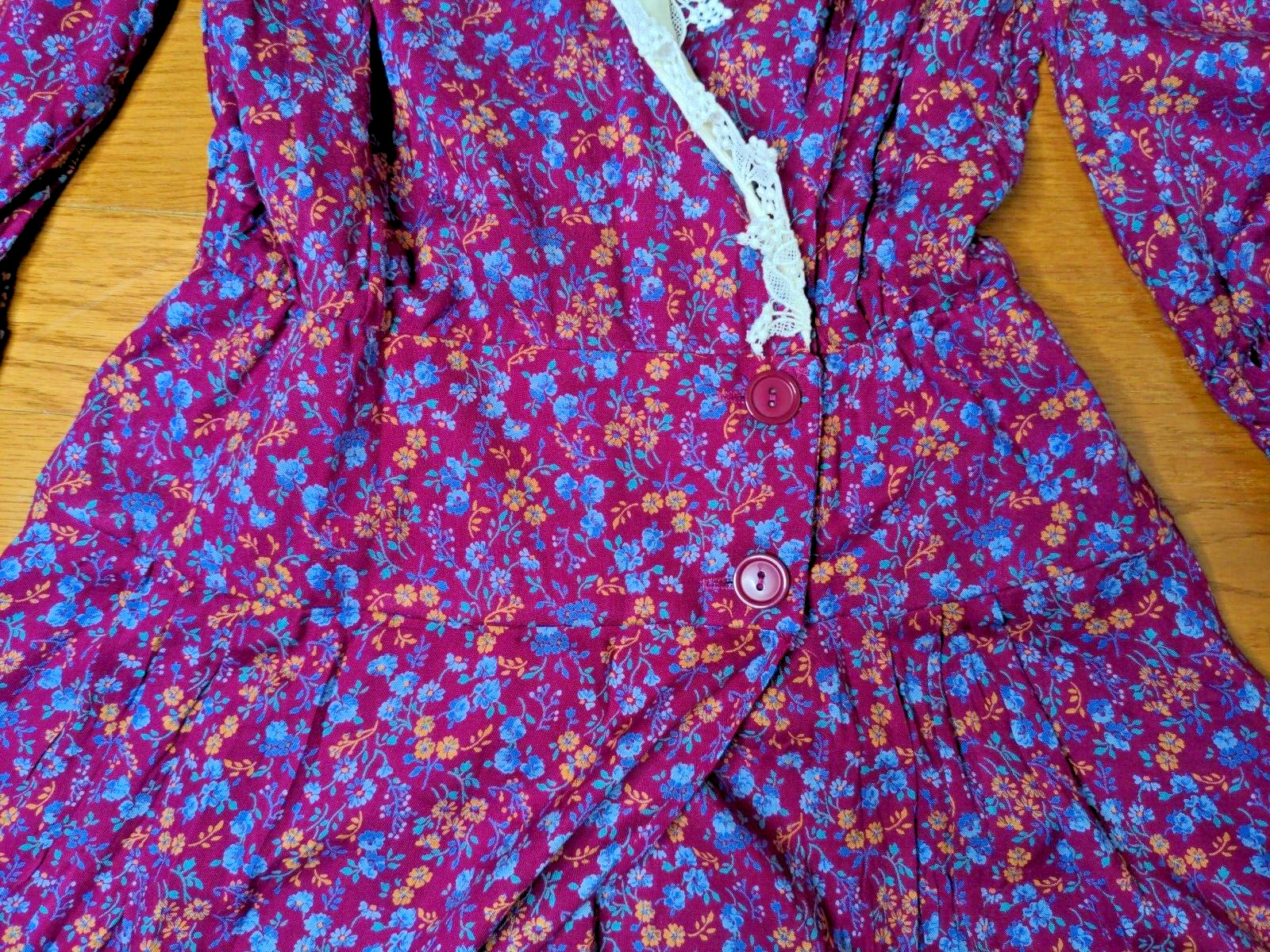 NOS Y2K JSJ Size 10 Secretary Cottagecore Prairie Ditsy Maroon Floral Midi Dress