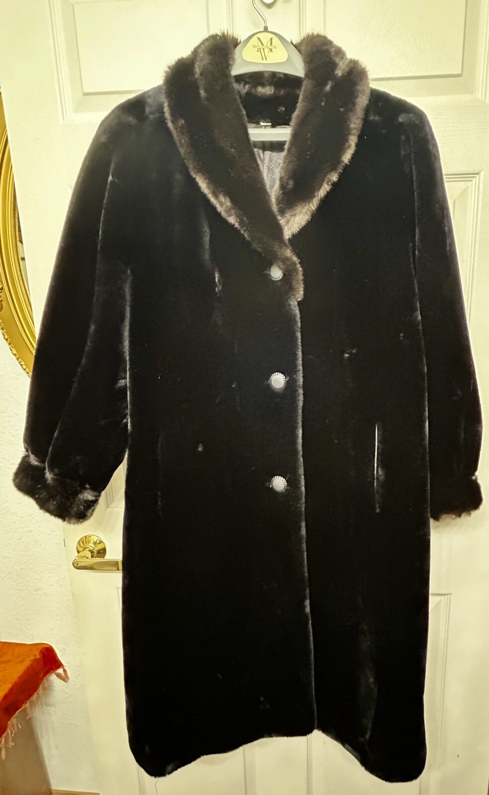 Vintage HILLMOOR-New York Luxury Brown/Black FAUX FUR Jacket COAT~Fits XL/2X
