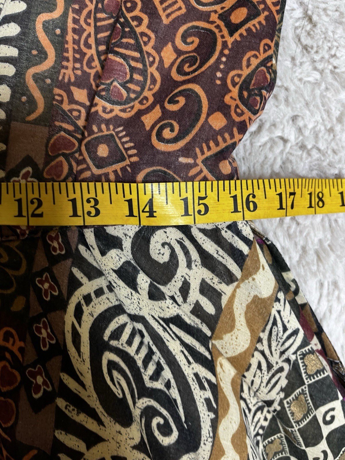VTG Handmade 70s Ethnic Patchwork Tribal Cotton Boho Midi Fit Flare Dress S