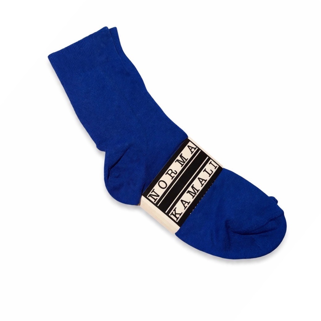 Norma Kamali Vtg Royal Blue Crew Socks 100% Nylon Made in USA Style 9190 OS 9-11
