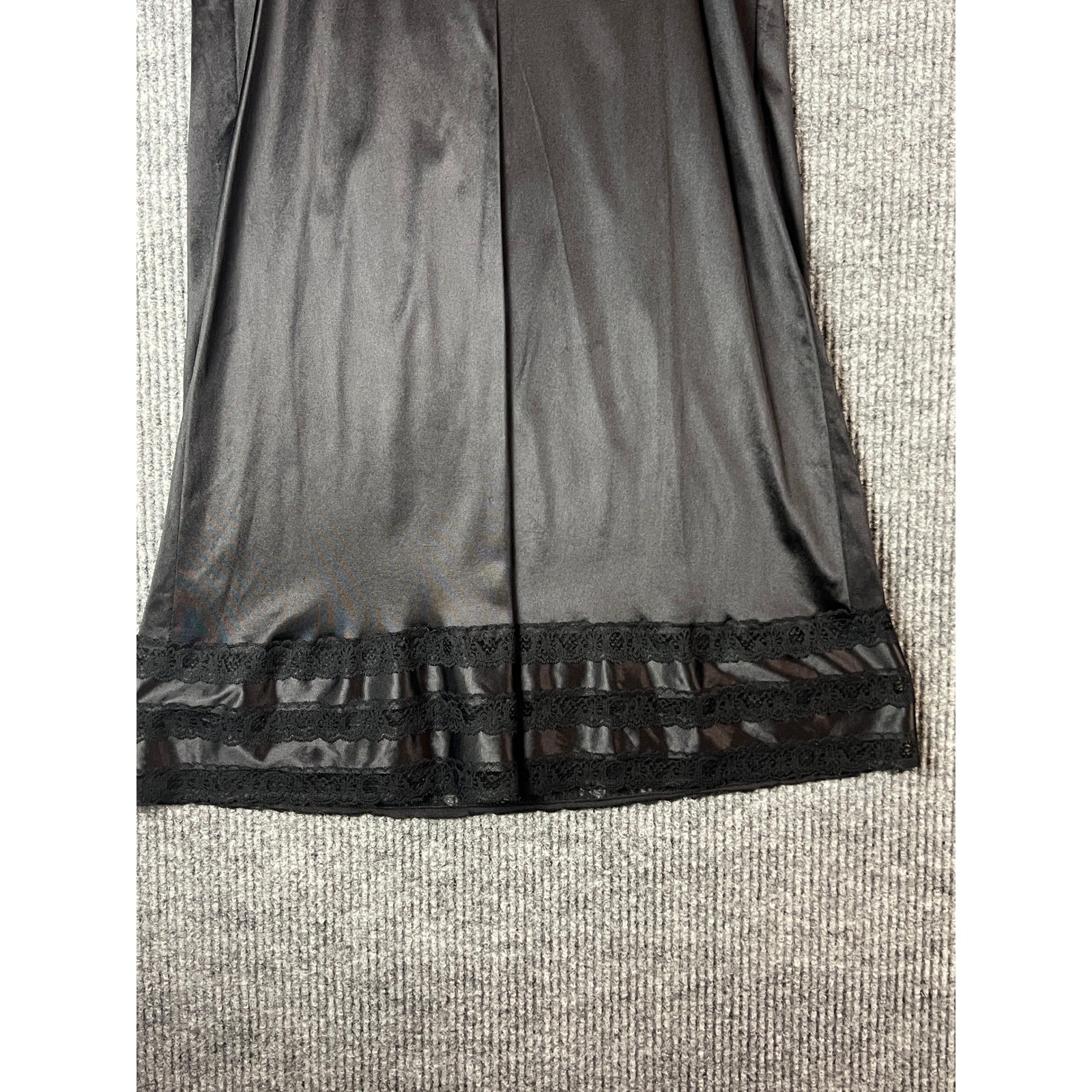 Movie Star Vintage Full Slip Dress Gothic Coquette Minimalist Black Nylon 40/L